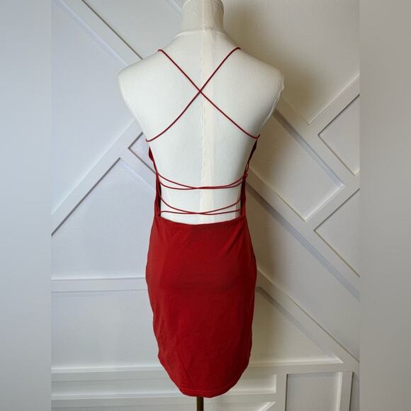 Tiger Mist Bentley Strappy Back Body-con Mini Dress Rust Red Size Large - Picture 6 of 11